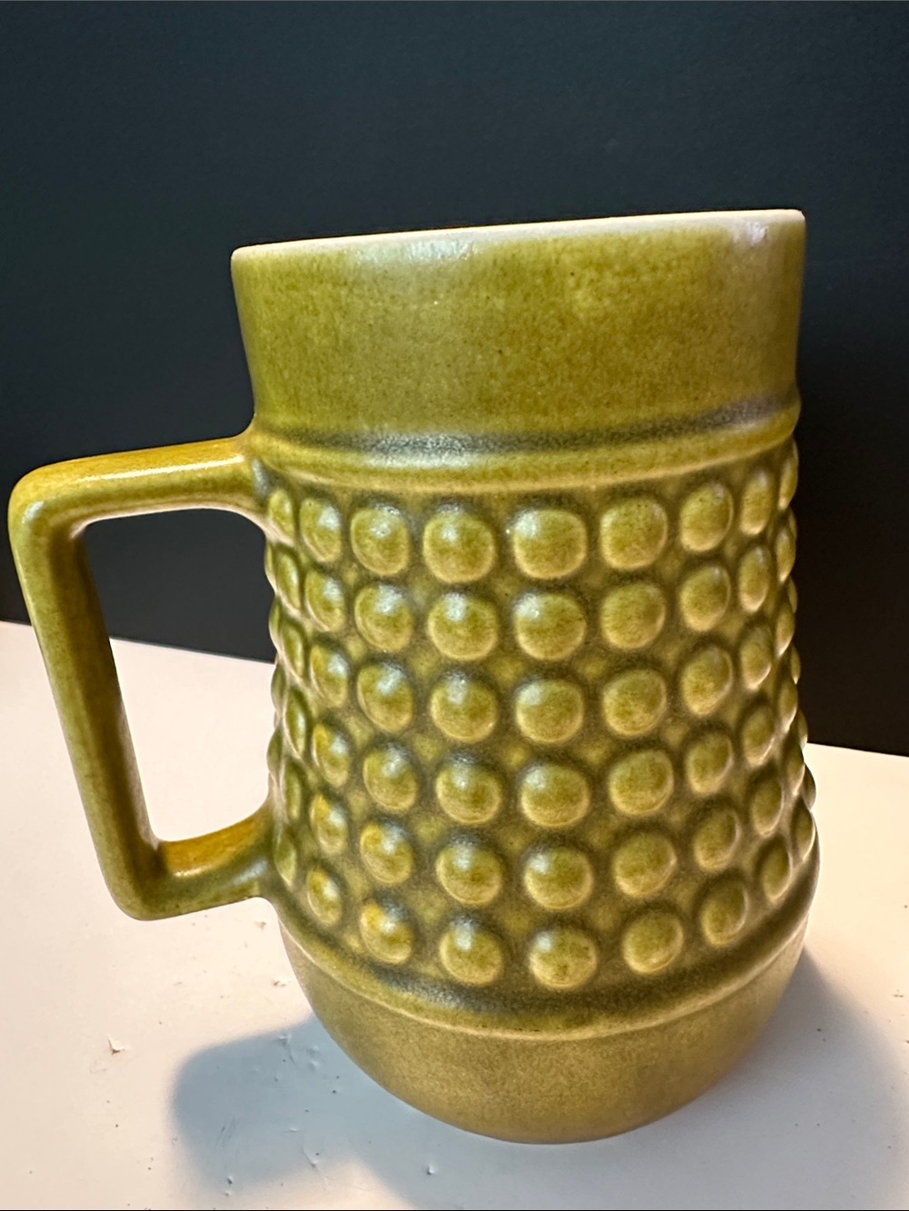 Vintage Olive Green Hobnail Secla Mug Made in Portugal